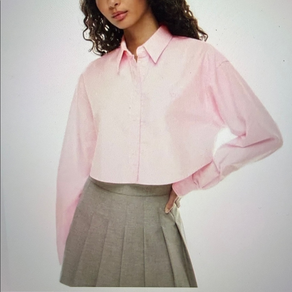 NWT Lilac Bloom Poppy Poplin Cropped Button-Up Shirt